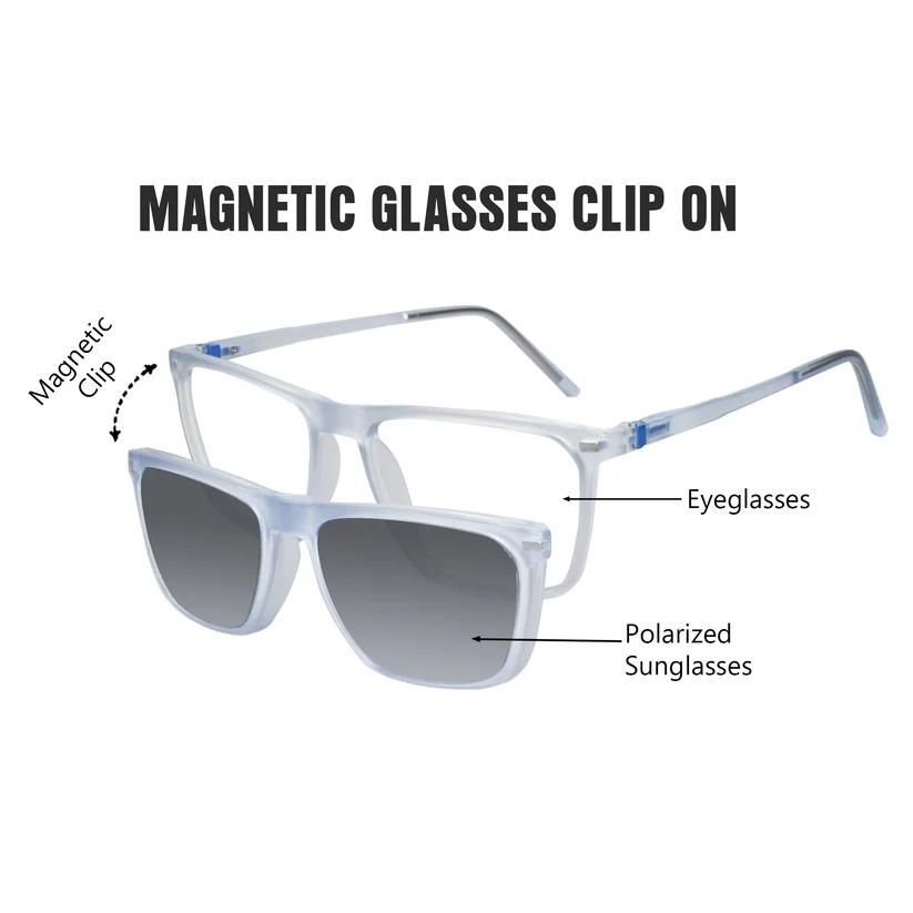 Transparent Rectangular Clip On Eyeglasses