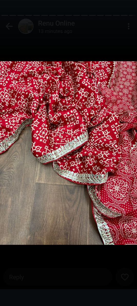 Pure modal silk fabric saree hand gotta patti