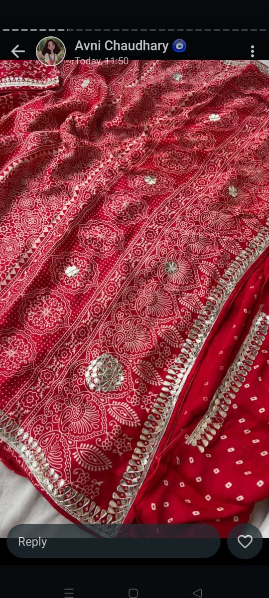 Pure modal silk fabric saree hand gotta patti