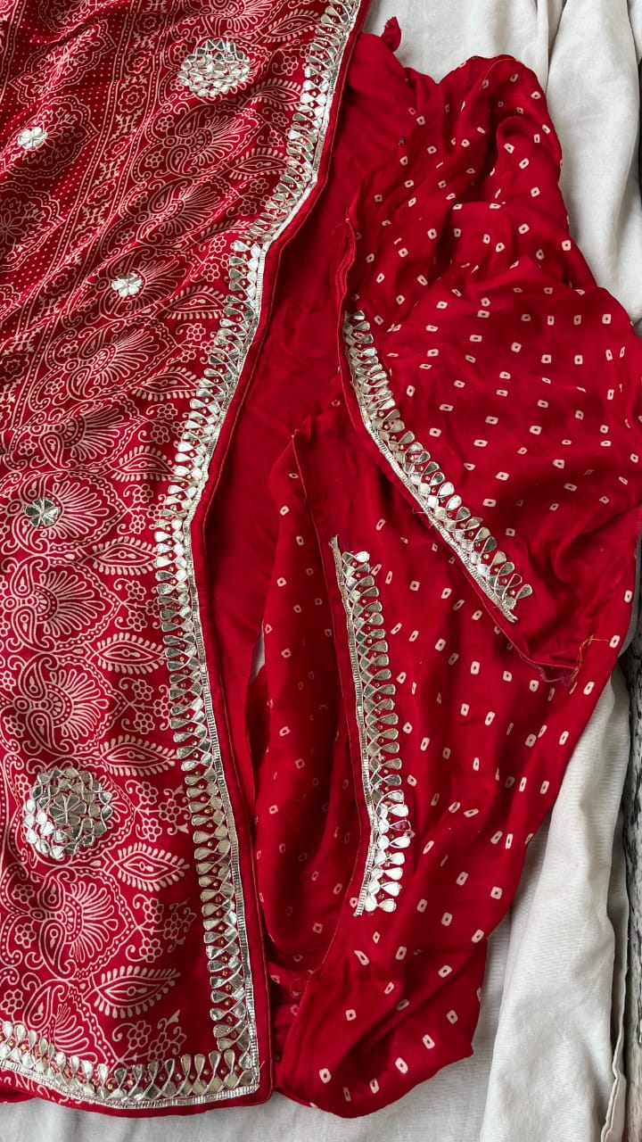 Pure modal silk fabric saree hand gotta patti